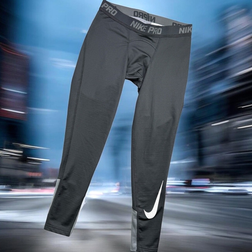 Nike Pro Pants Men L Black Dri Fit Pro Compression Training Tights CJ4307-010
